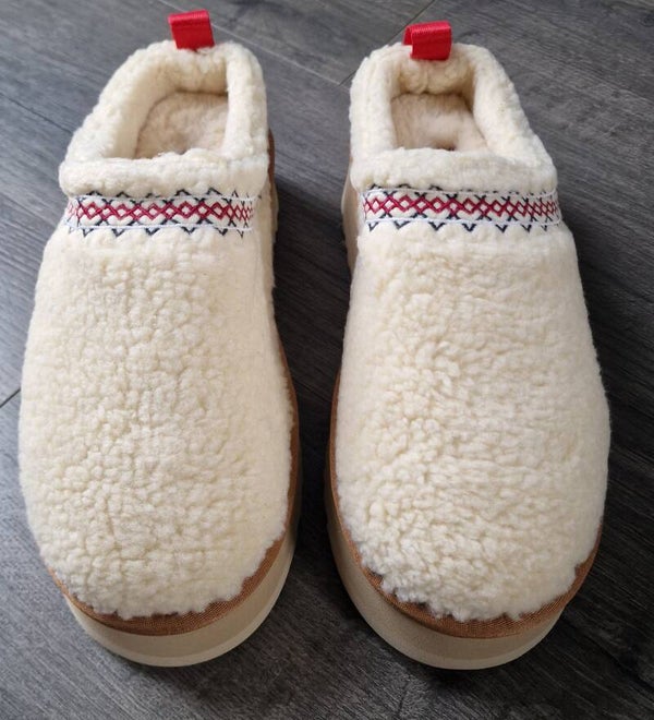 UGG Cream Fluffy Tasman Platform Slippers