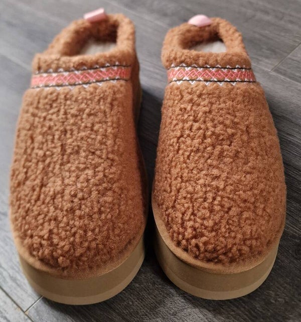 UGG Brown & Pink Tasman Platform Slippers