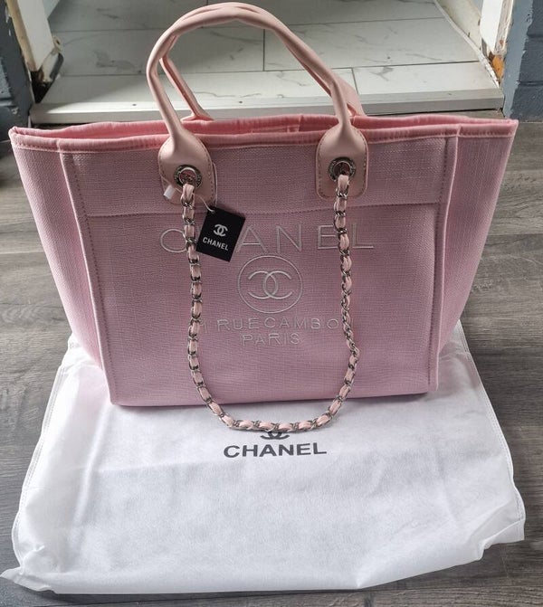 Chanel Embroidered Tote Pink Bag