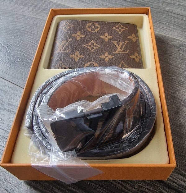 Louis Vuttion Belt & Wallet Matching Set