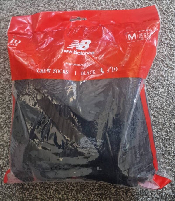 New Balance 10 Pack Black Adult Socks