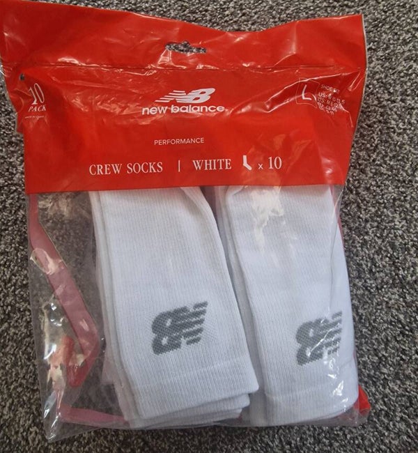 New Balance 10 Pack White Adult socks