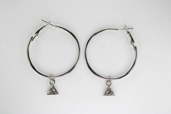 Hoops Met Driehoek Diamant - Oorbellen