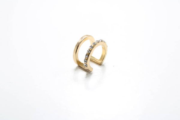 Dubbele Ring Met Diamantjes - Earcuff