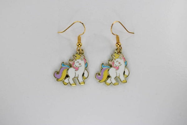 Witte Eenhoorn Met Gekleurde Staart - Oorbellen Dieren