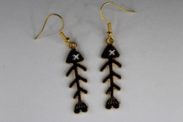 Goud/Gekleurde Vissengraat - Oorbellen Dieren