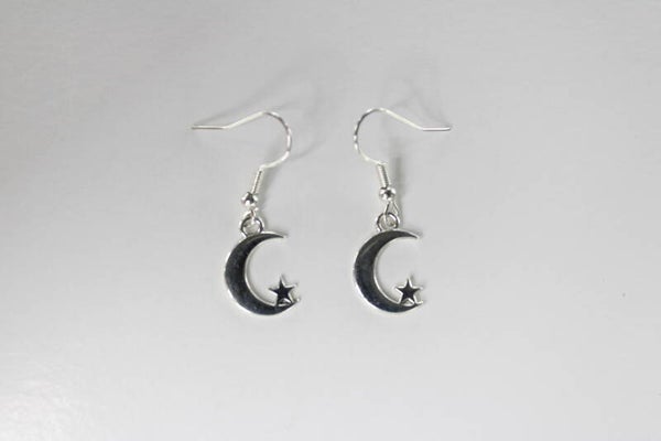 Zilveren Maan Met Sterretje - Oorbellen
