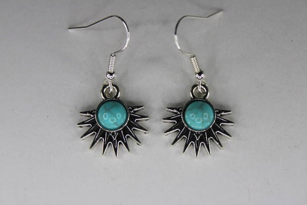 Hanger Met Turqoise Steentje - Oorbellen