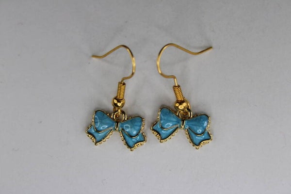 Goud/Gekleurde Strik - Oorbellen