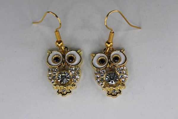 Uil Met Diamantjes - Oorbellen