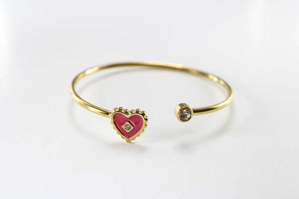 Open Bangle Met Hart Divers - Armband Dream Stainless Steel