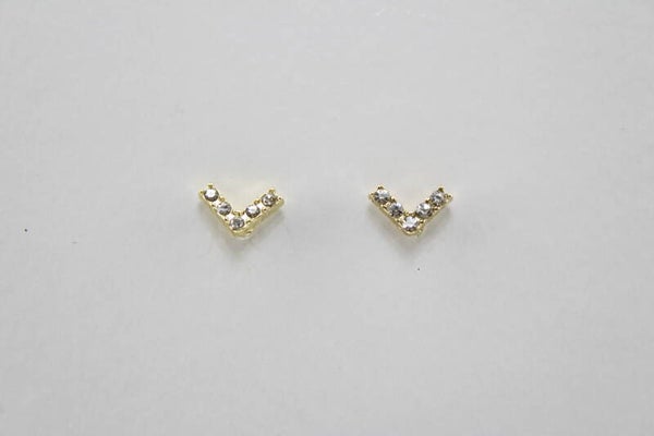 Oorknop V Met Diamatjes - Oorbellen