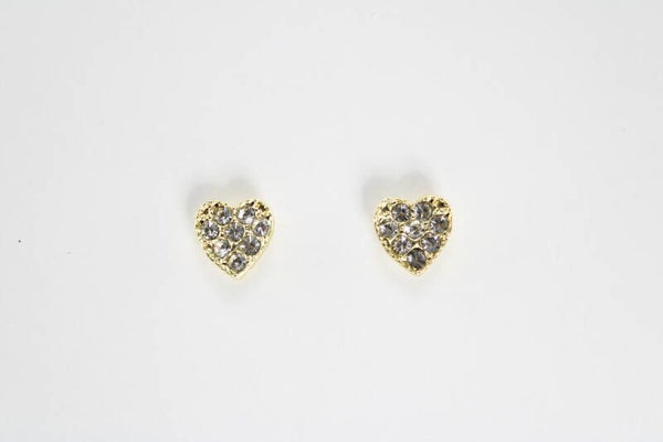 Oorknop Hart Ingelegd Met Diamantjes - Oorbellen