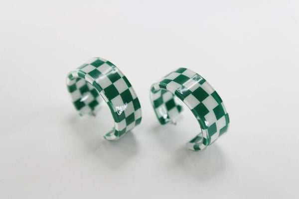 Geblokte Hoop Oorring 25 mm Divers - Oorbellen Hoop 25