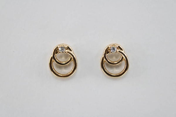 Oorknop Dubbele Ring Met Steentje - Oorbellen