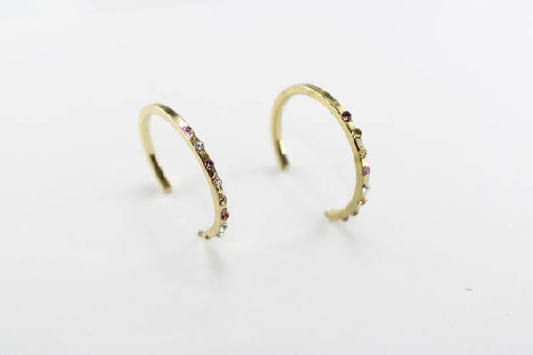 Hoops Met Gekleurde Diamantjes 30 mm - Oorbellen Hoop 30