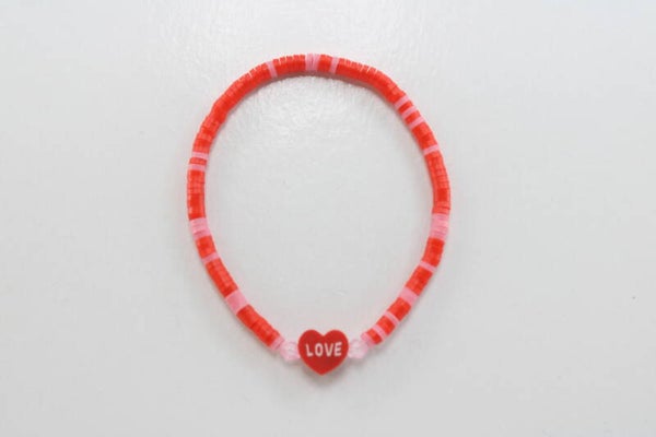 Platte Kraal Met Love Hart - Armband Kralen Hart
