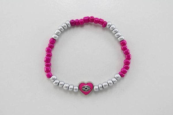 Kralenarmband Hart Met Oog Divers - Armband Kralen