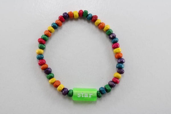 Houten Regenboog Kralen Met Tekst Divers - Armband Kralen
