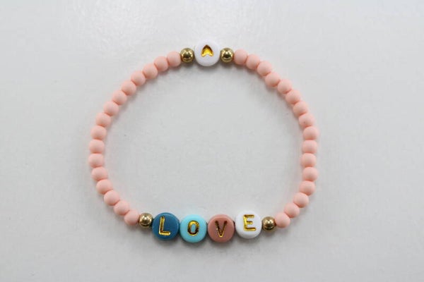 "Love" Pastel Kleurig Divers - Armband Kralen Hart