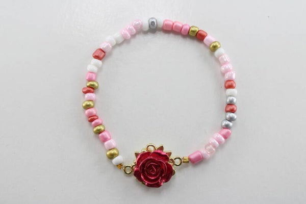 Rode Roos - Armband Kralen Natuur