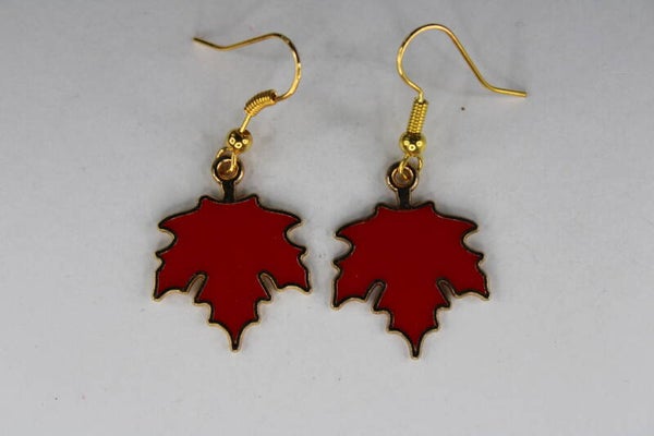 Rode "Maple" Blad - Oorbellen