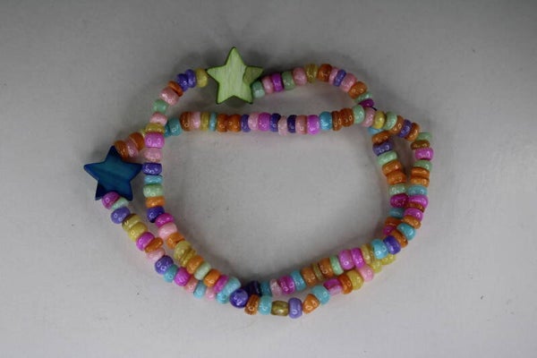Regenboogkleurige Pastel Natuurstenen Met Sterretje - Armband