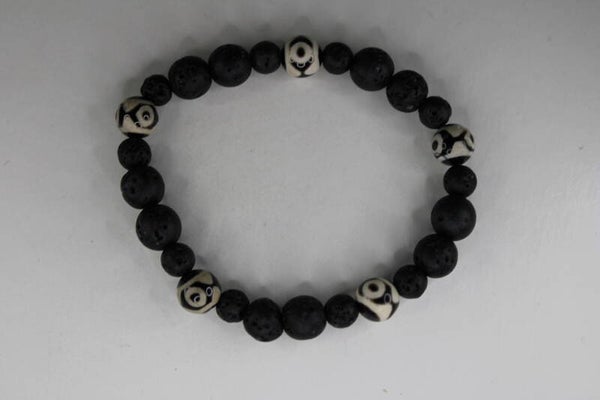 Zwart Met Patroon Natuurstenen - Armband