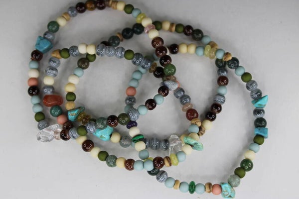 Diverse Natuurstenen Blauw/Groen - Armband