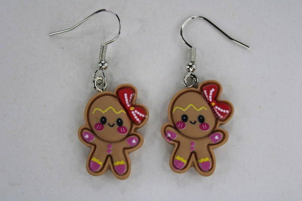Gingerbread Figuur Met Strik - Oorbellen
