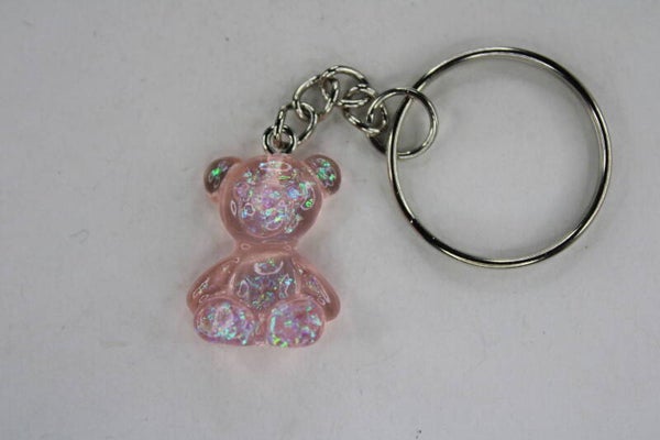 Gekleurde Teddybeer Met Glitter - Sleutelhanger