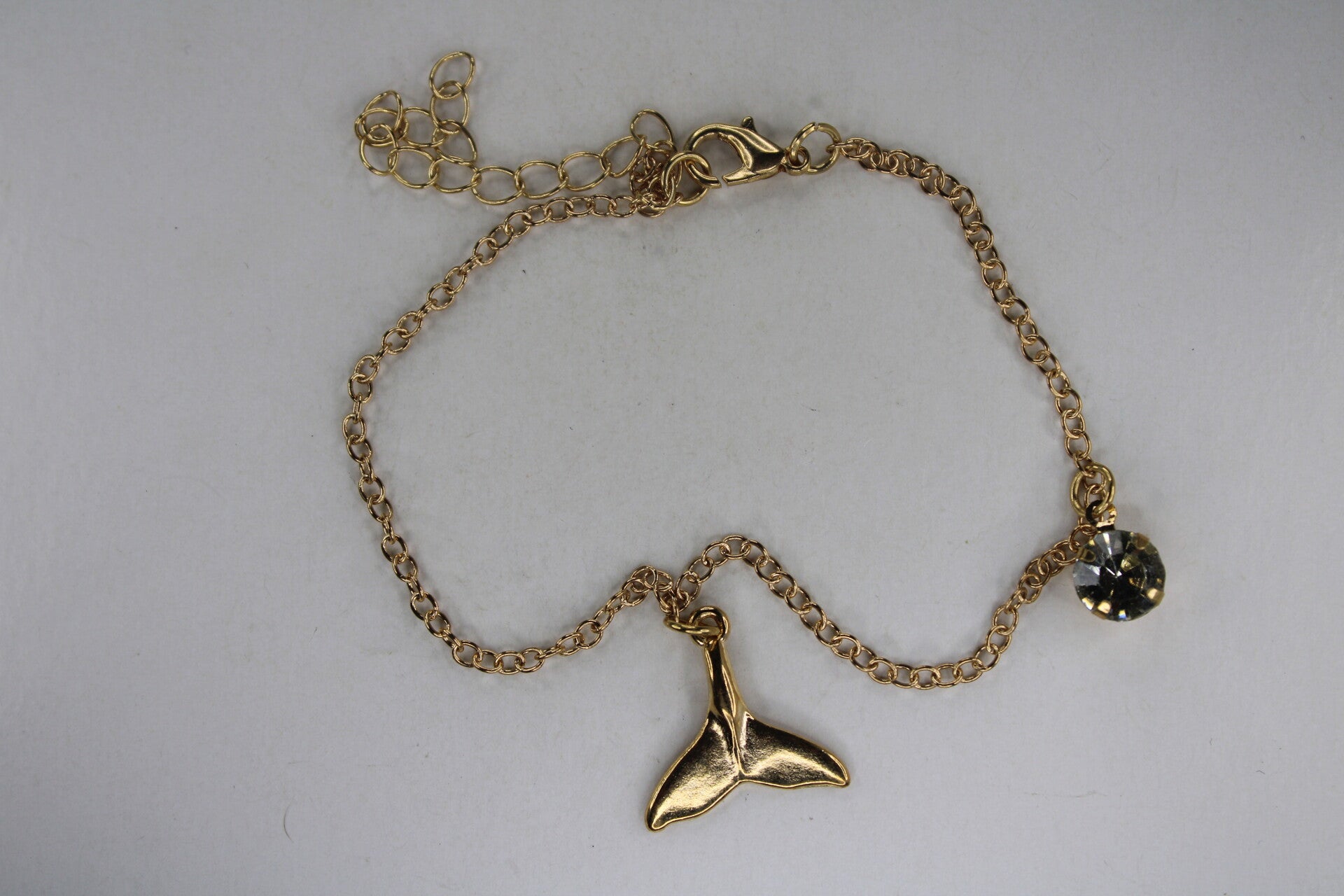 Gouden "Chain" Met Dolfijnenstaart En Diamantje - Enkelbandje