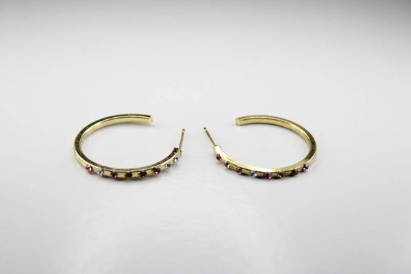 Hoops Met Gekleurde Diamantjes - Oorbellen