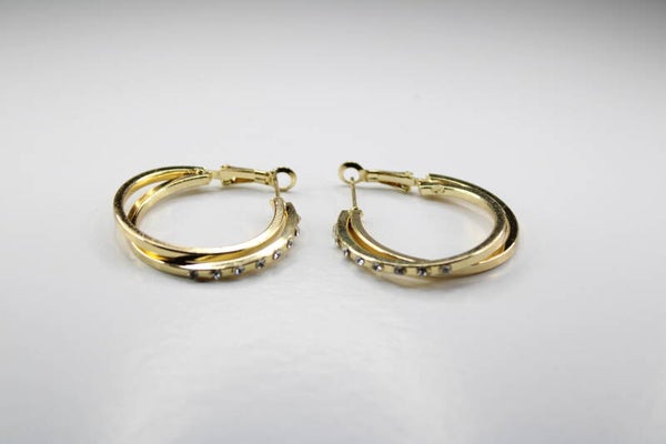 Dubbele Hoops Met Diamantjes - Oorbellen