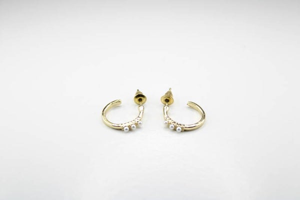 Kleine Hoops Met 3 Pareltjes - Oorbellen