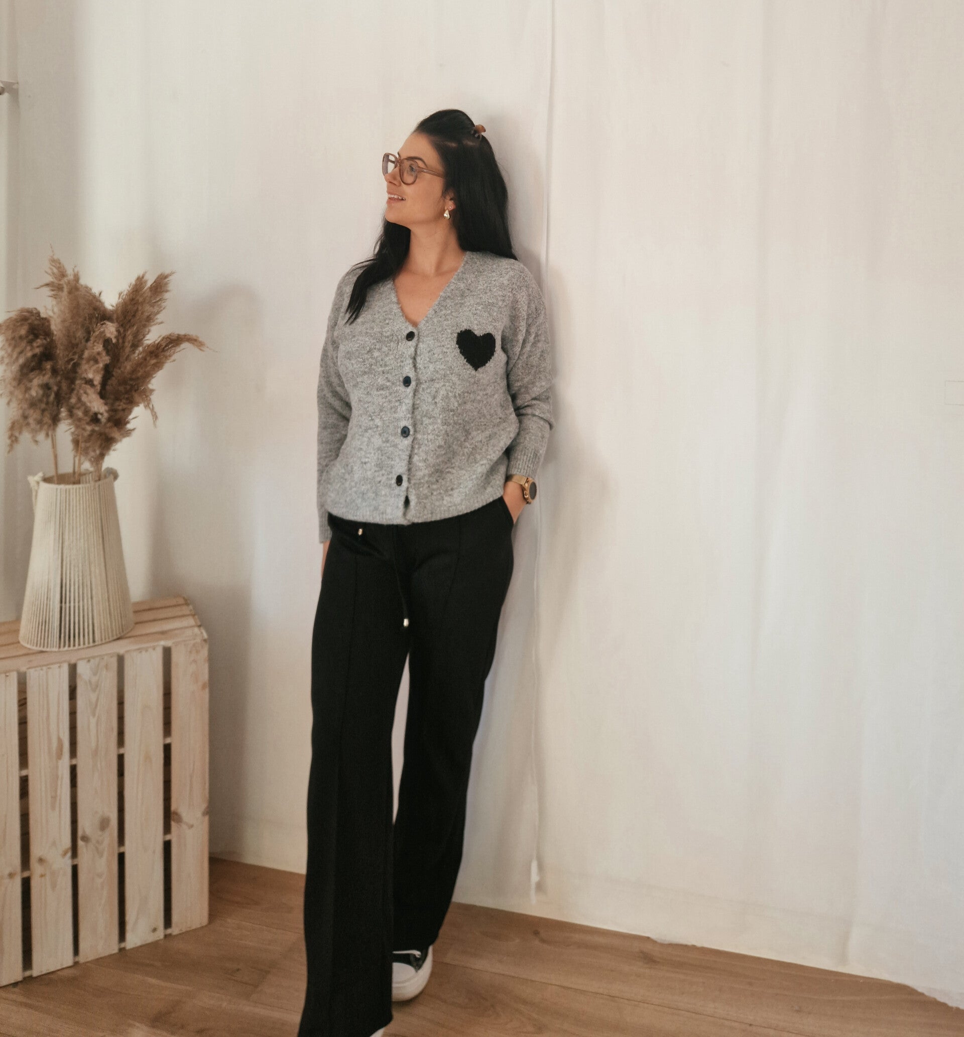 Zachte cardigan met hartmotief