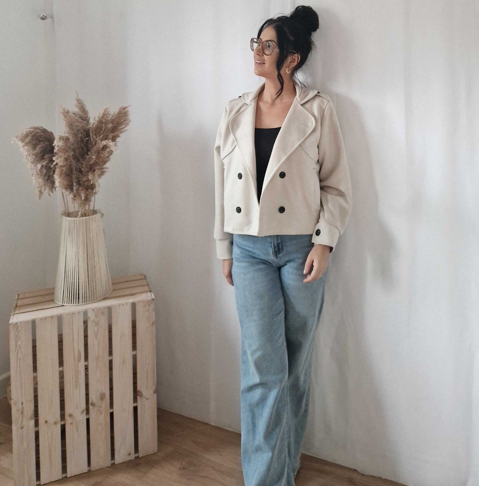 Suède jacket met knopen (div.kleuren)