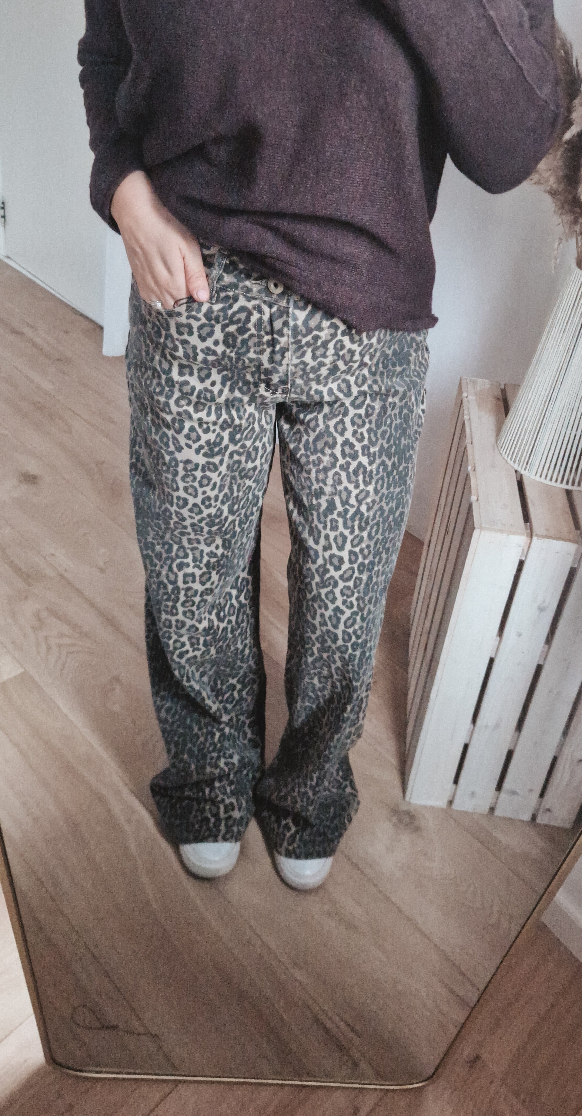 Leopard jeans broek