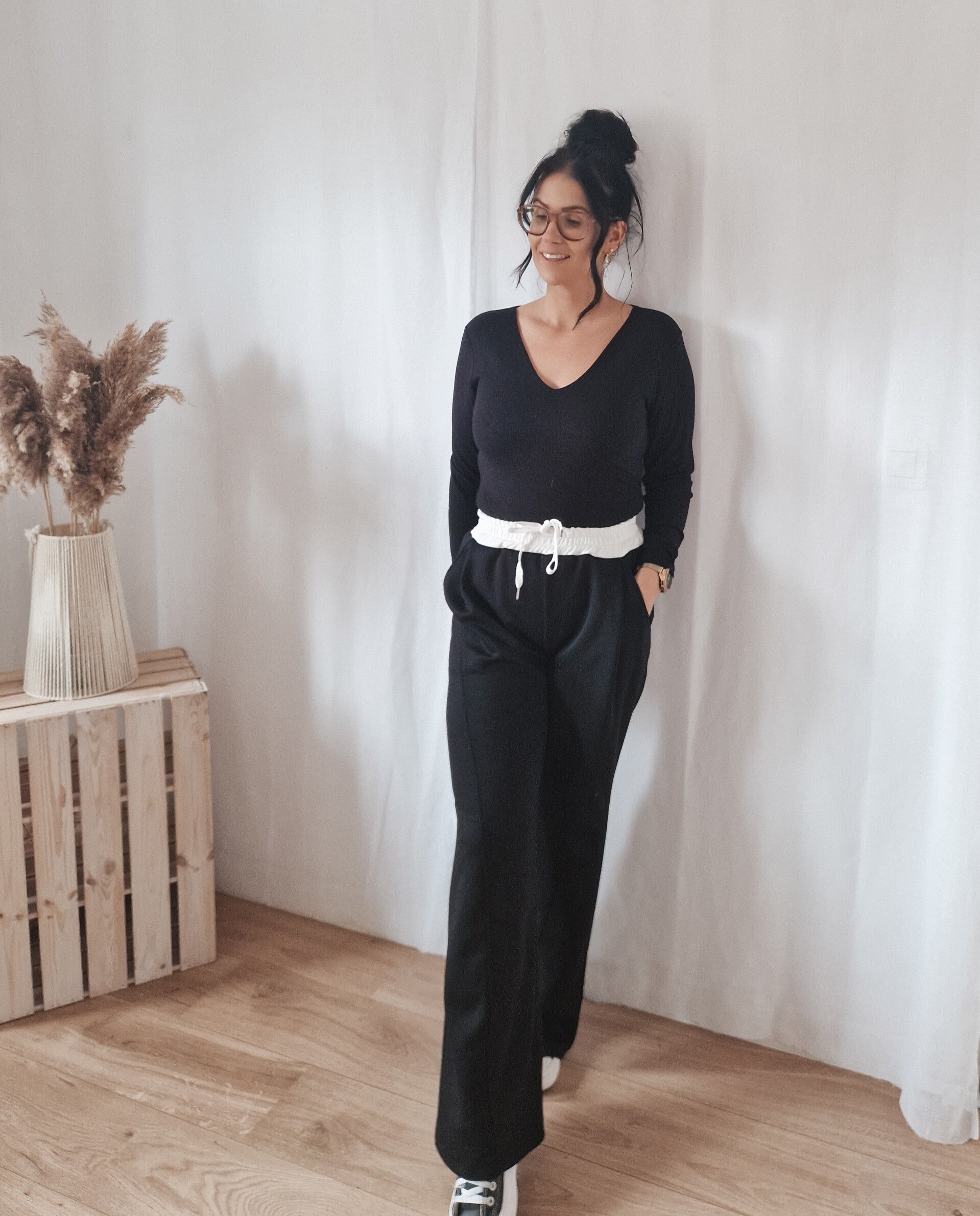 Joggingsbroek met witte boord (div.kleuren)