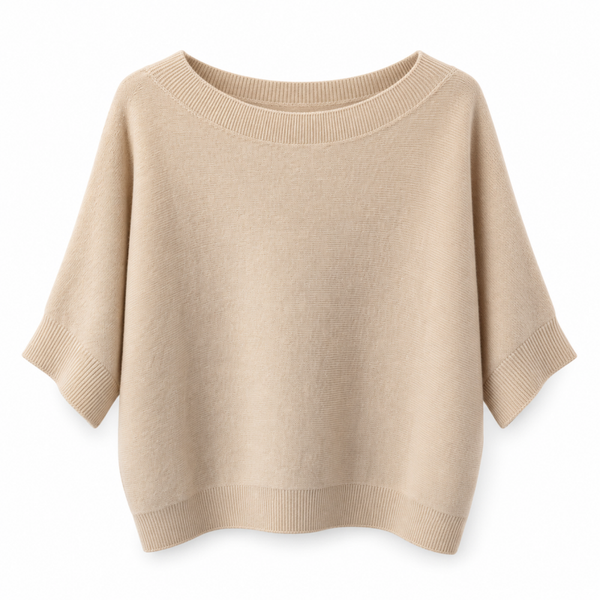 Pull korte mouw beige