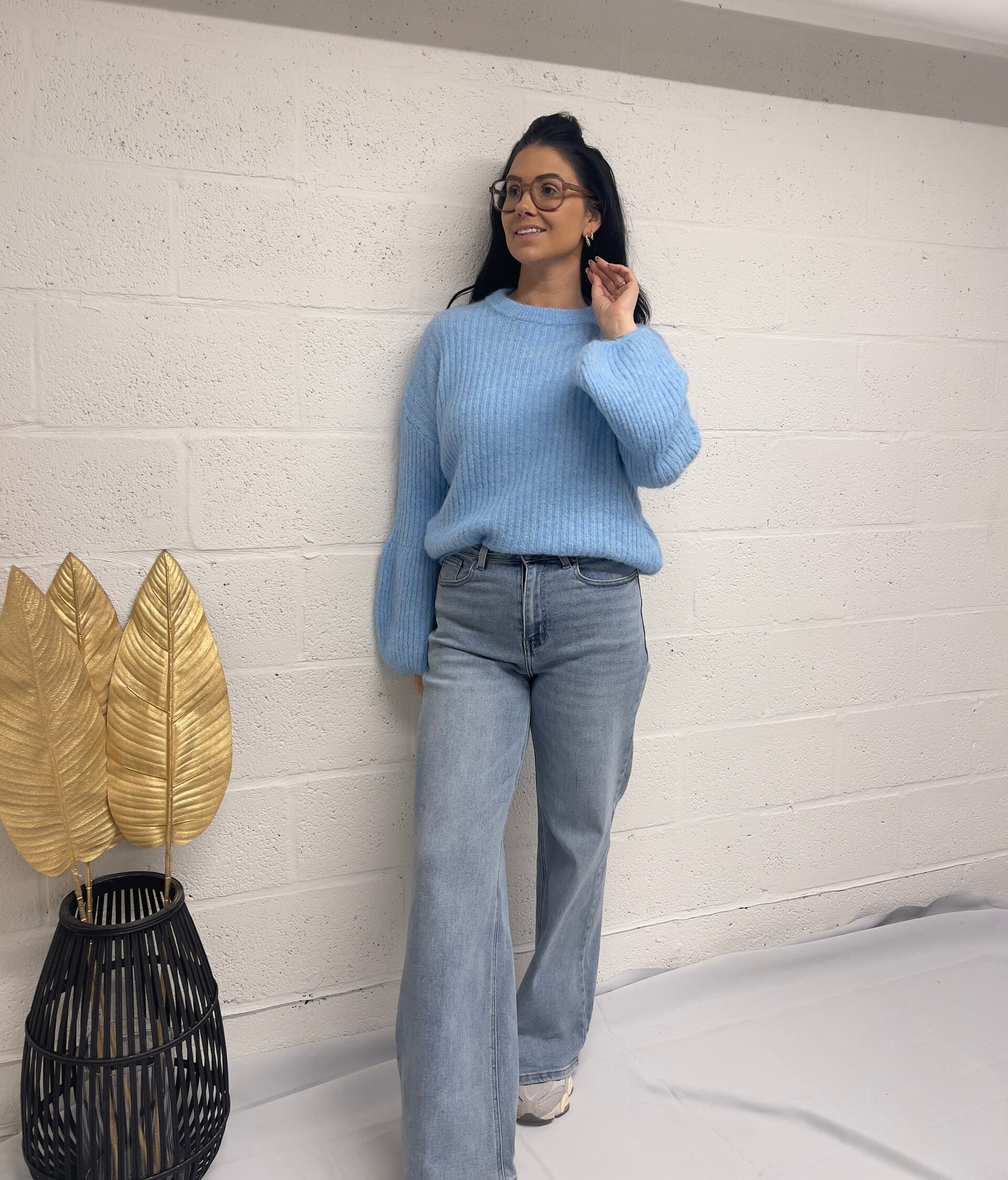 Zachte trui met ballon mouwen (div.kleuren)