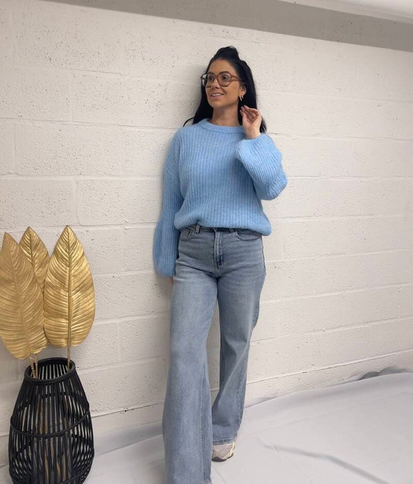 Zachte trui met ballon mouwen (div.kleuren)