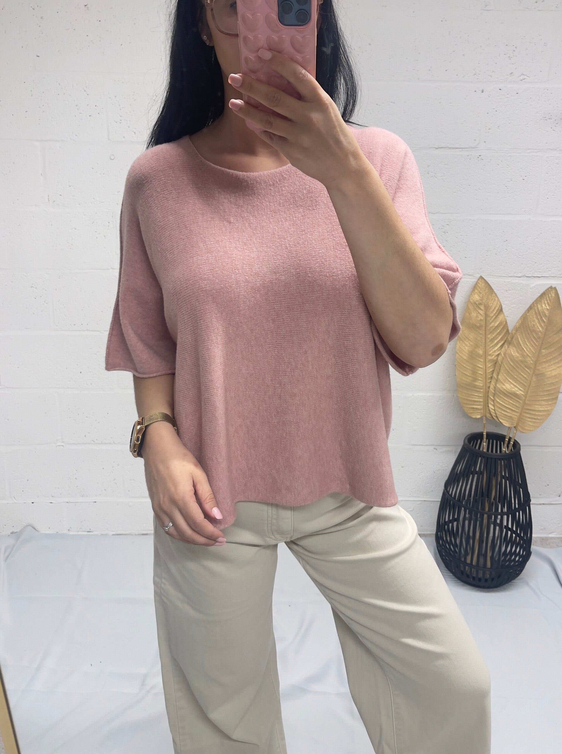 Zacht truitje met korte mouw (div.kleuren)