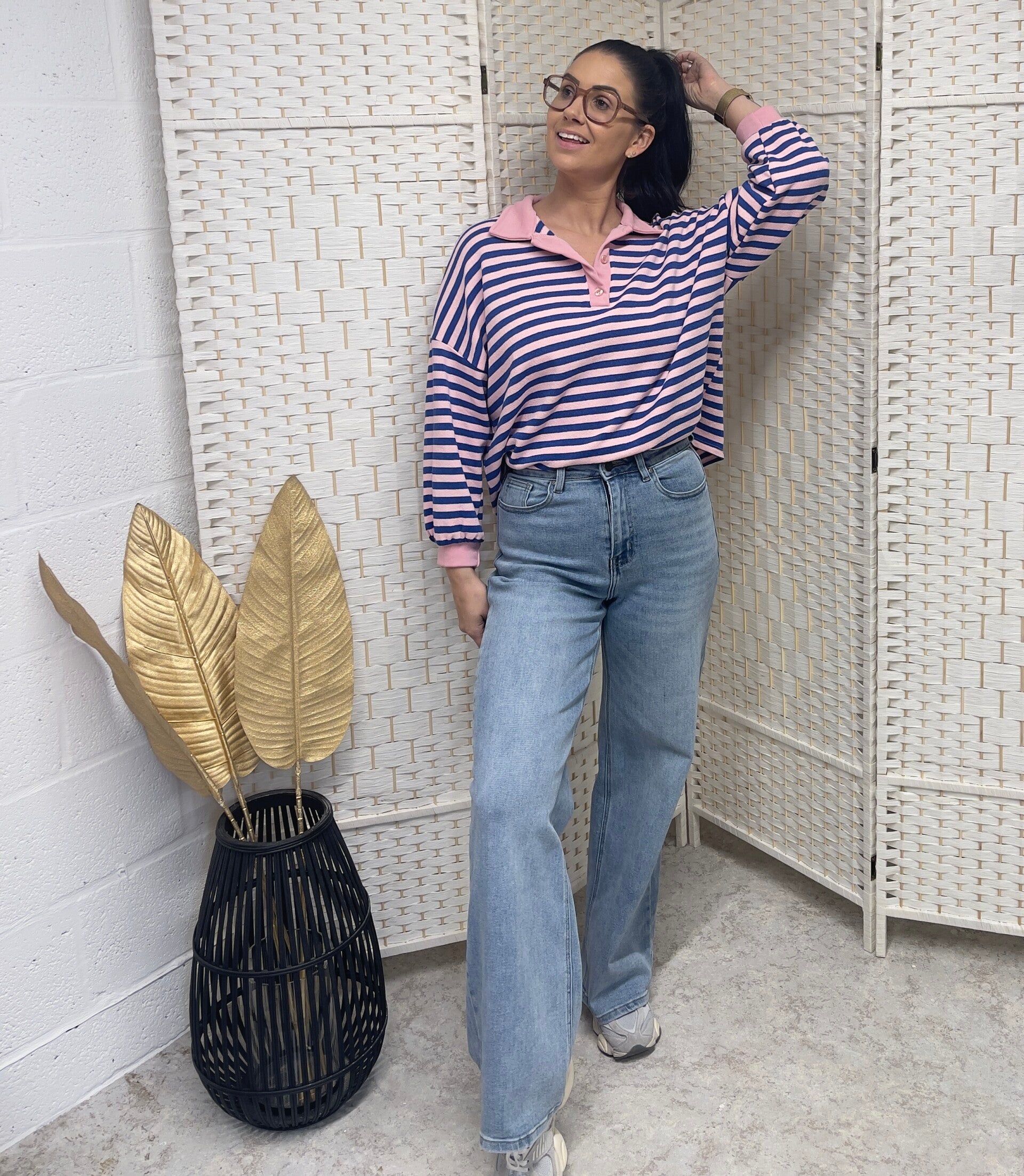 Gestreepte trui met knoopjes (div. kleuren)