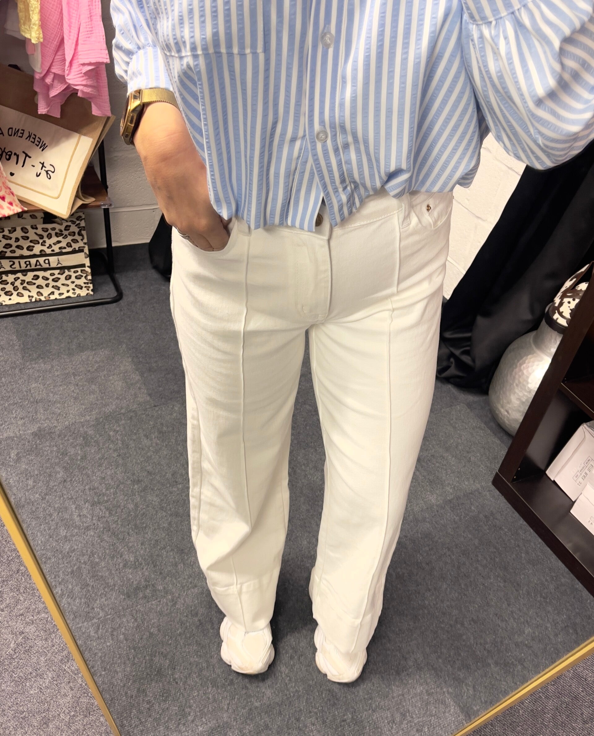 Witte wide leg stretchy jeans