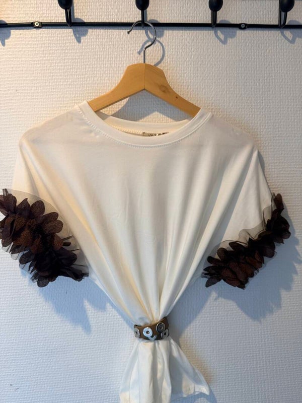 T-shirt met tule / mouw