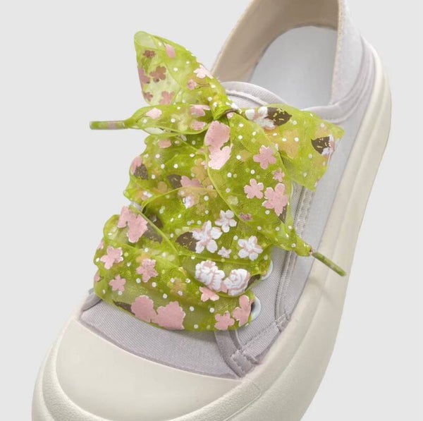 Veters -  Bloemen geel-groen