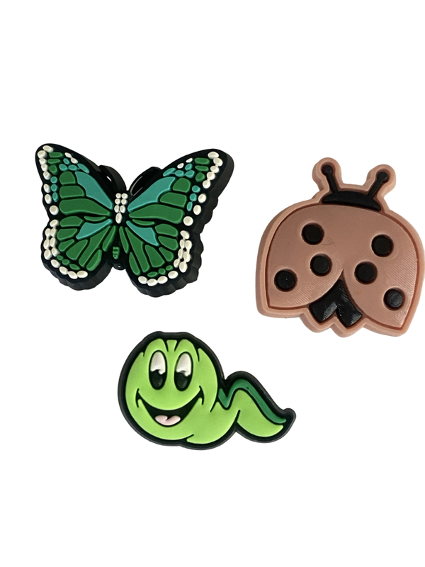 Set pins Wormpje, vlinder en lieveheersbeestje