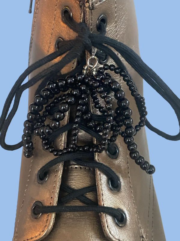 Schoenbedel Zwarte kralen (set van 2 stuks)