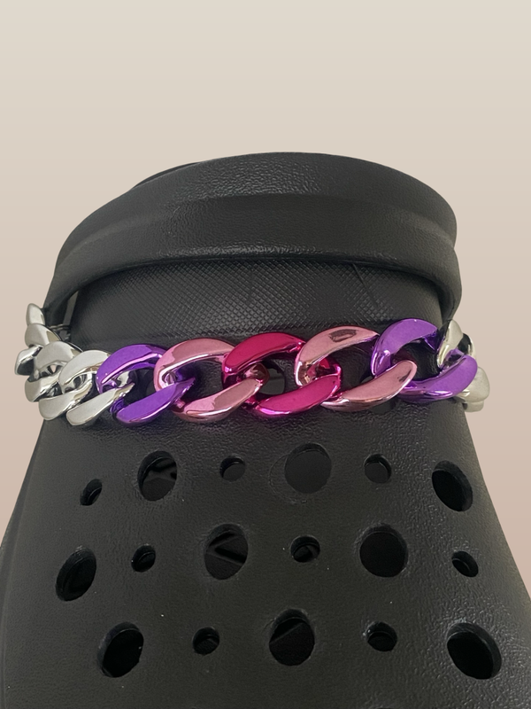 Clogketting Zilver-rose-paars (set)